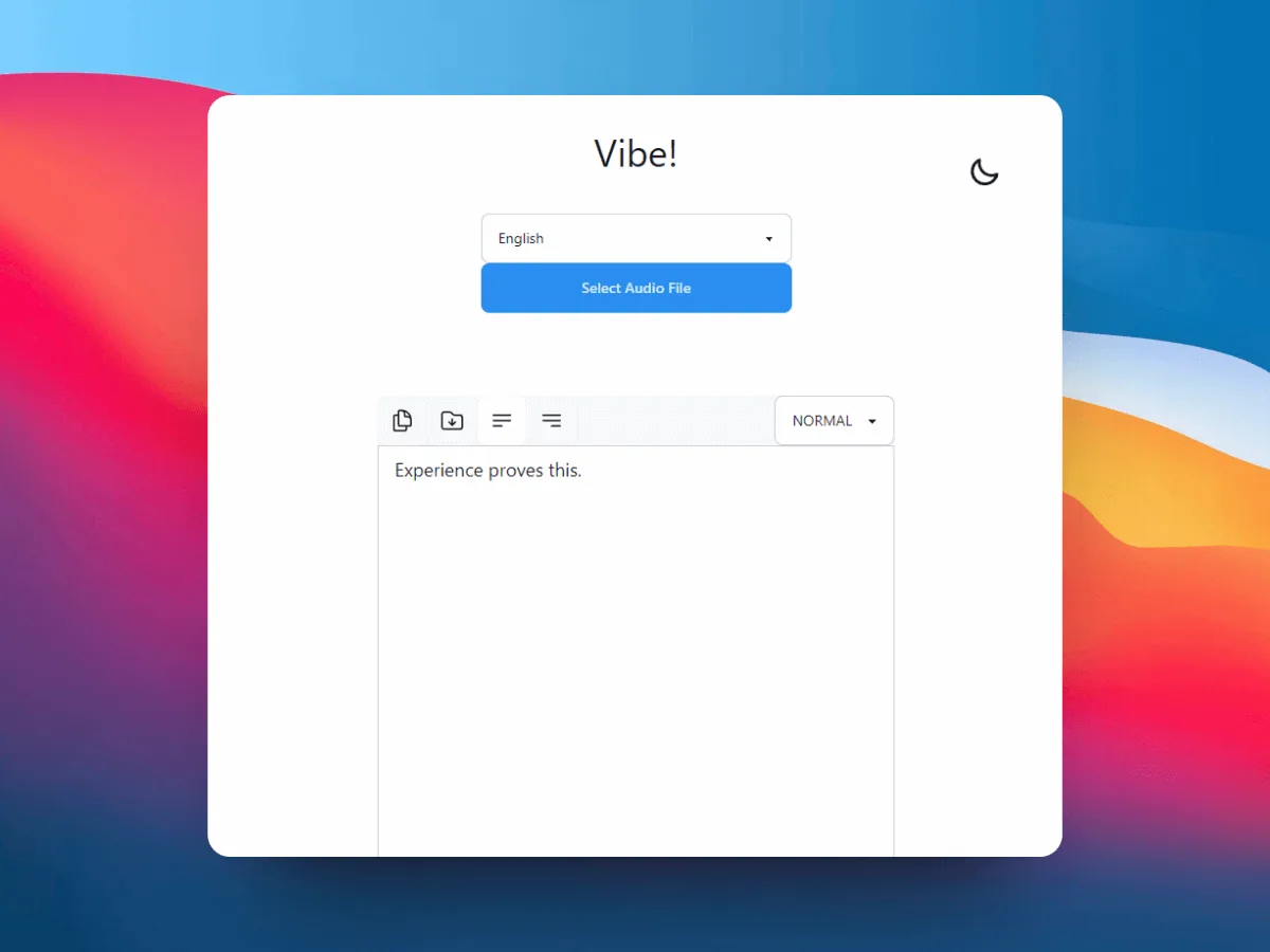 Transcripción de podcast con Vibe